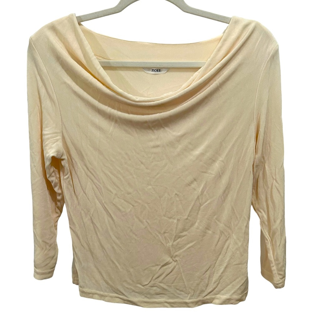 Fiore Cream Cowl Neck 3/4 length Top